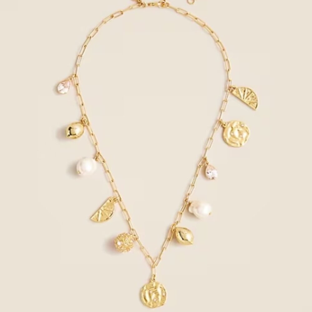 J.Crew Nautical Lemon Charm Necklace – Shiny Matte Gold – NWT - Picture 3 of 3